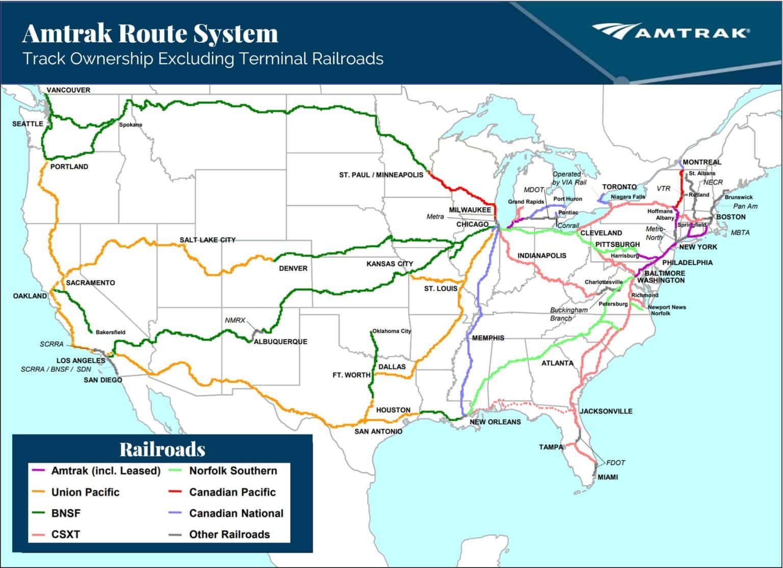 Amtrak Train Routes Map